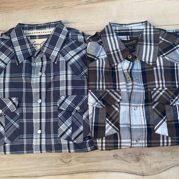 Coastal Blue Other - Bundle Of Men Plaid Snap Button Long Sleeve Shirts
